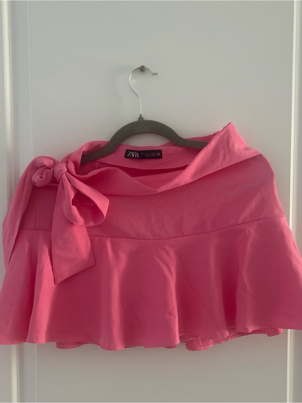 Zara Hot Pink Tie-Waist Circle Skirt | size Small